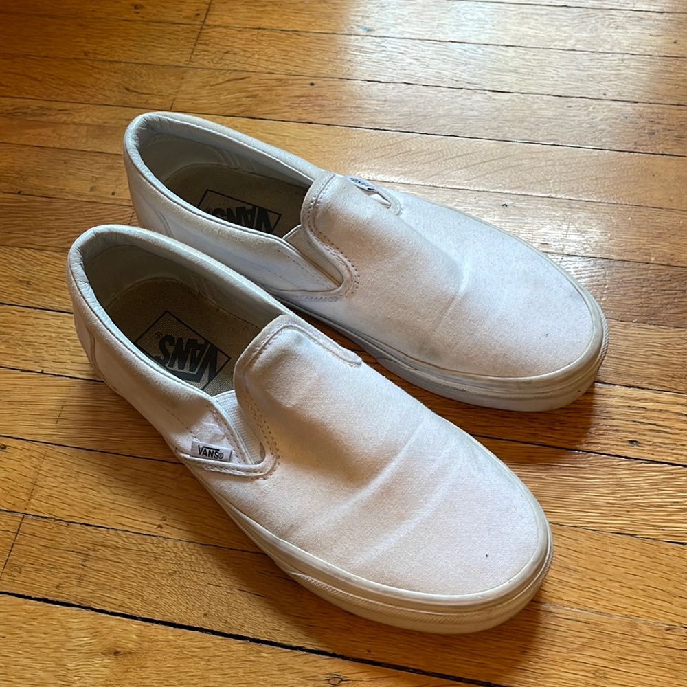 white slip on vans